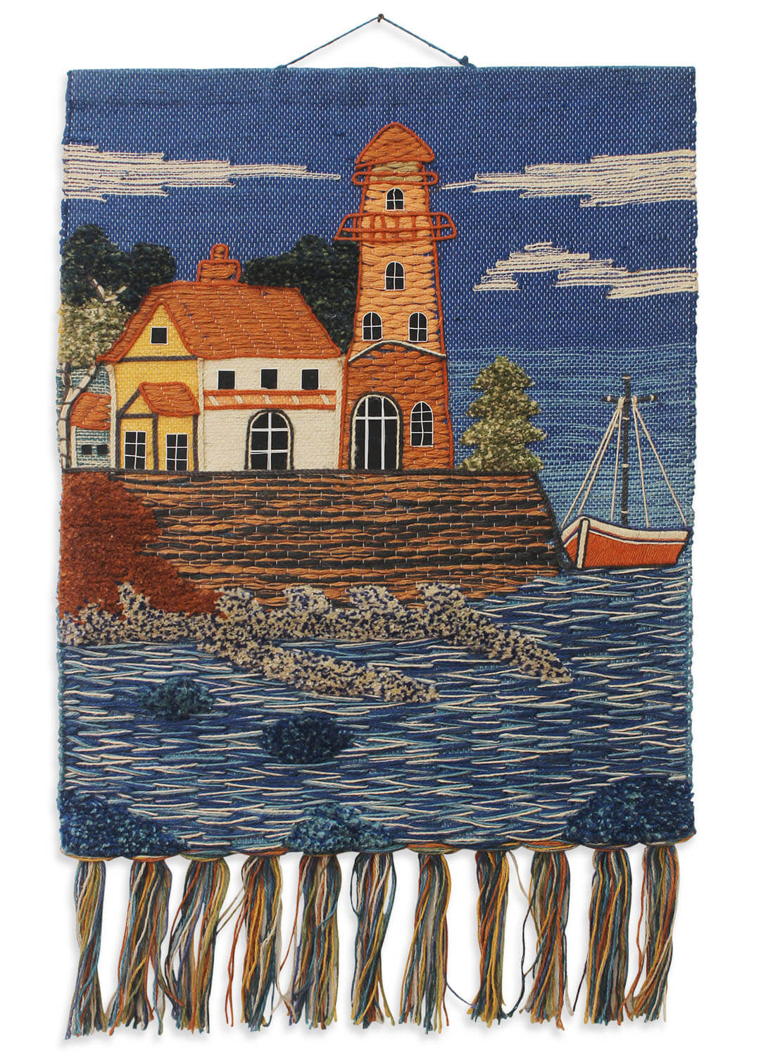 ArtistryBazaar Vintage Style Hand Woven Sea Side Wall Hanging for Home Décor with Multicolor Tassels, Coastal Décor
