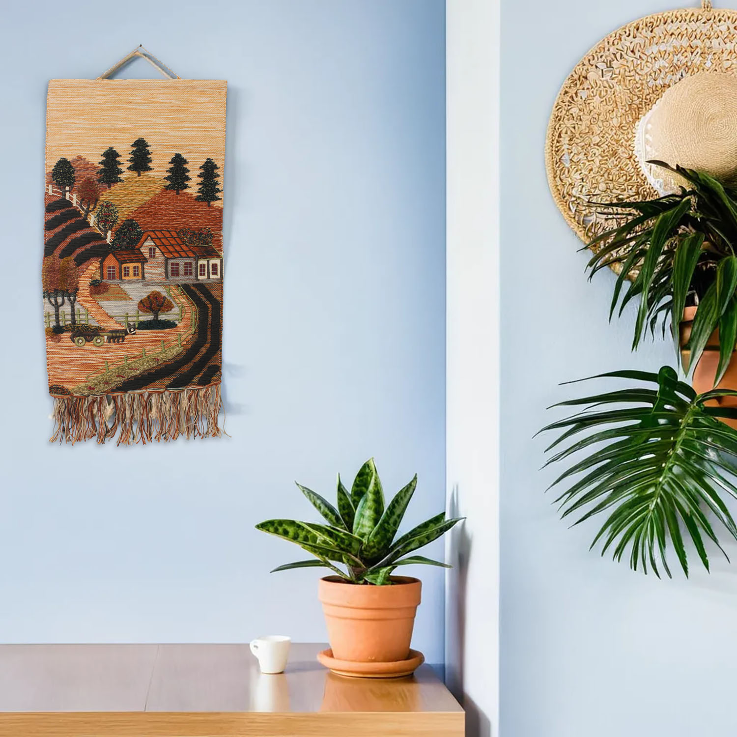 ArtistryBazaar Hand woven Rural Inspired Decorative wall hanging  of Jute for home and office décor, Tassels,Multicolored