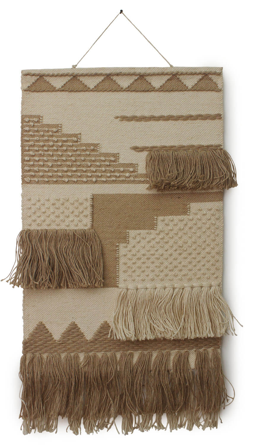 ArtistryBazaar Boho Culture Inspired Hand Woven Creame and brown Wall Hanging Home Décor