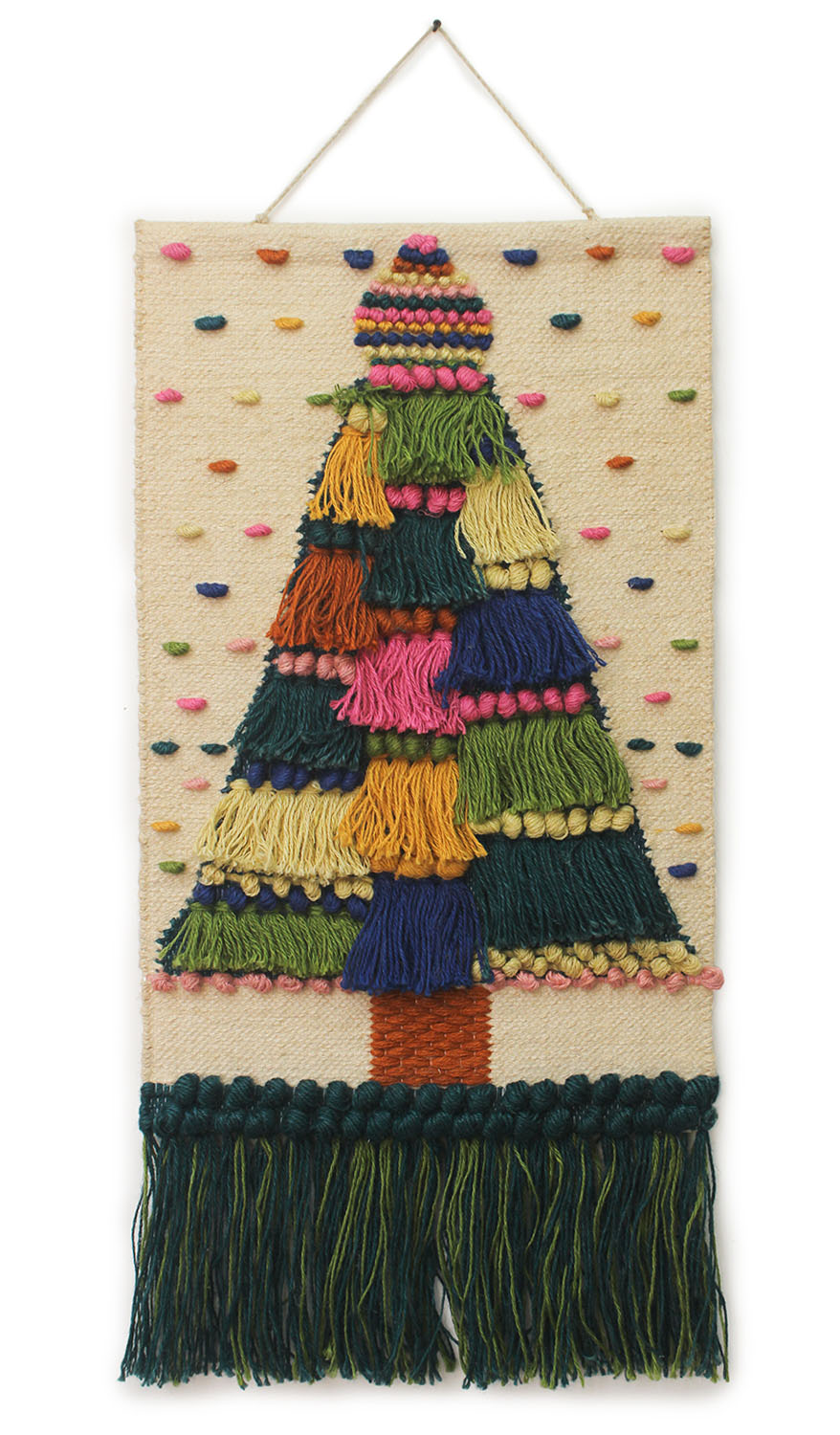 ArtistryBazaar Festive Christmas Tree Hand Woven Wall Hanging for Home Décor, Christmas Decoration Wall Art