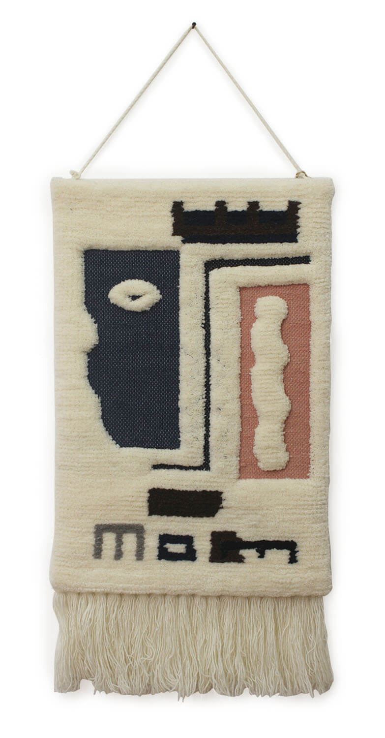 ArtistryBazaar Modern Geometric Abstract Wool Tapestry Wall Art , Unique Handmade Home Decor with Fringe Detailing