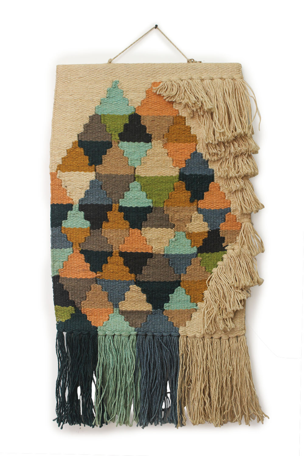 ArtistryBazaar Abstract Design Inspired Hand Woven Multicolored Jute Wall Hanging Home With Tassels For Office and Home Décor