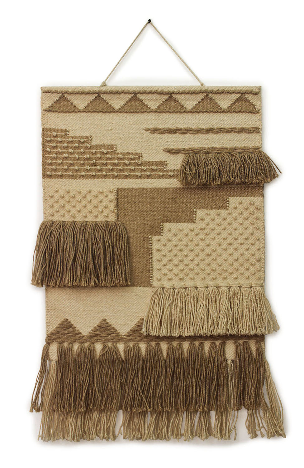 ArtistryBazaar Boho Culture Inspired Hand Woven Cream and brown Jute Wall Hanging for Home Décor