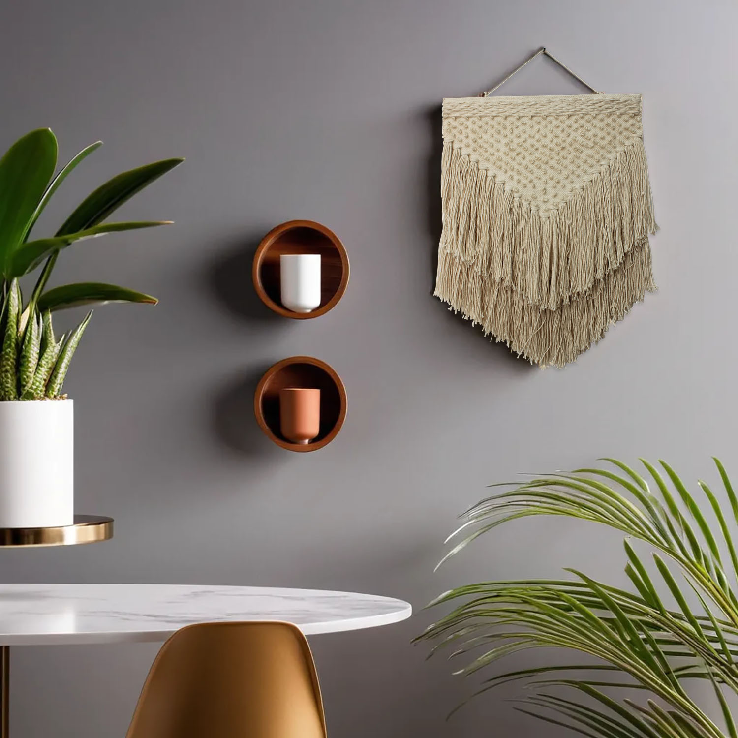 ArtistryBazaar Hand Woven Cream Color Bohemia Inspired Design Wall Hanging For Home and Office Décor,  