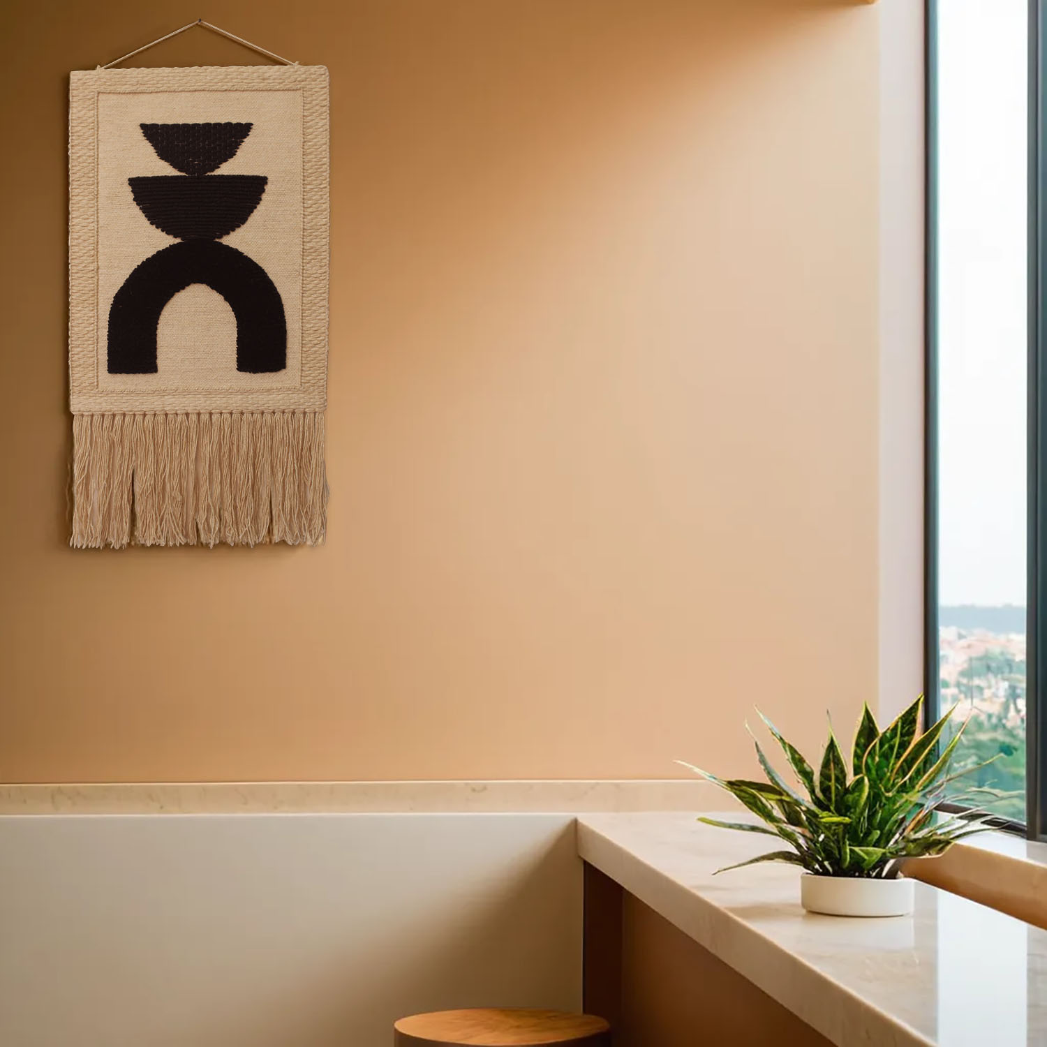 ArtistryBazaar Designer Hand Woven Cream and Black Color Jute Wall Hanging For Home Décor
