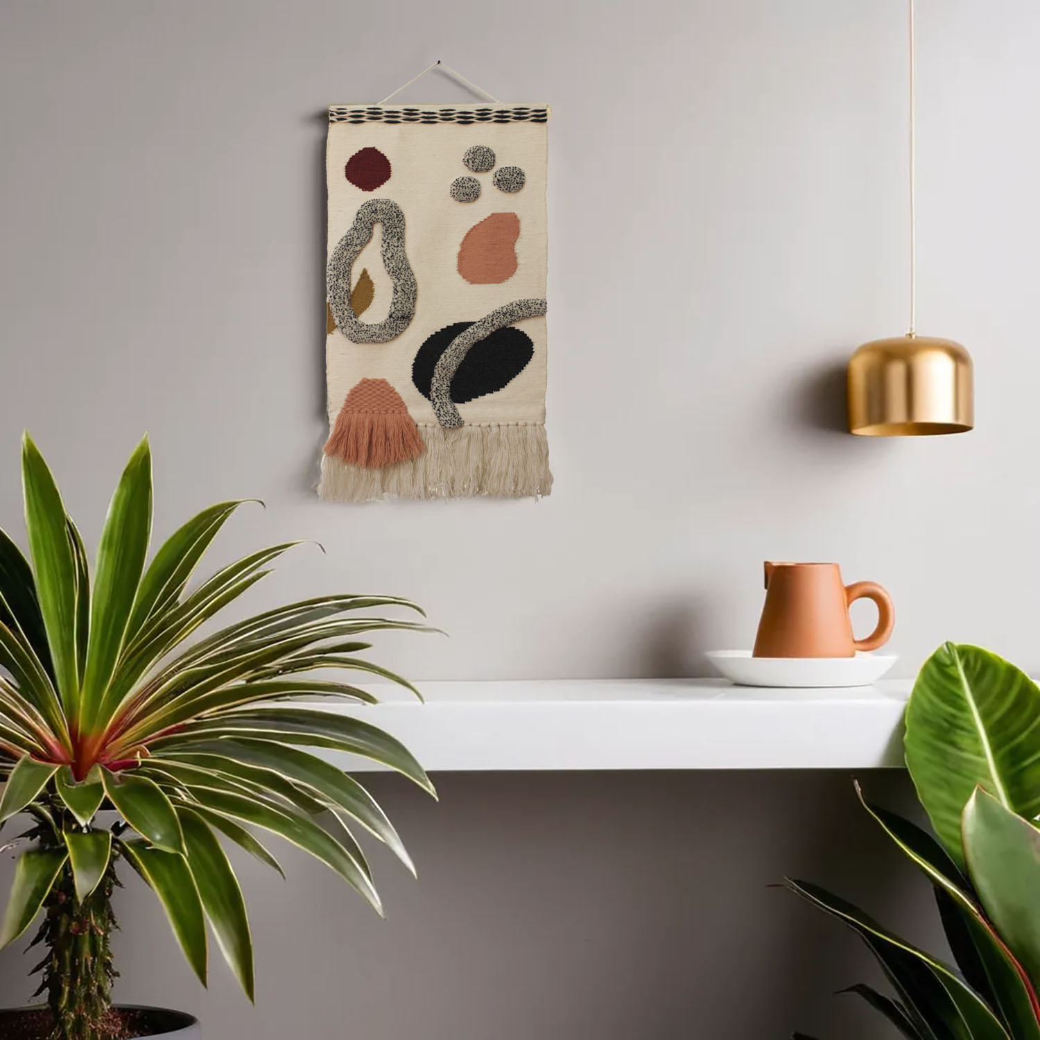 ArtistryBazaar Hand Woven Geometric Multicolor Woolen Decorative Modern Wall Hanging for Office and Home Décor