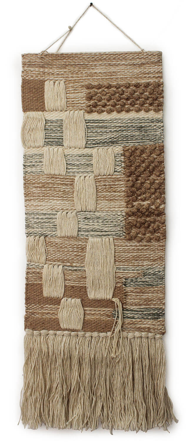 ArtistryBazaar Rustic Handwoven Wall Hanging with Earthy Tones and Fringe Details for Cozy Home Decor