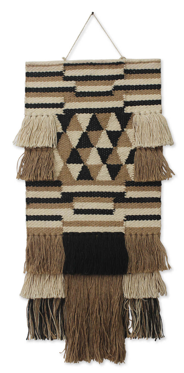 ArtistryBazaar Boho Geometric Hand Woven Jute Wall Hanging Décor With Tassels