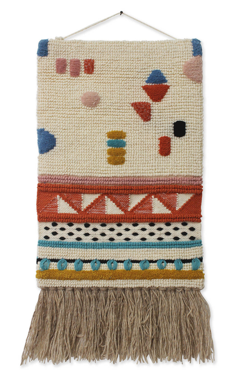 ArtistryBazaar Hand Woven Woolen Geometric Multicolor Decorative Modern Wall Hanging for Home Décor