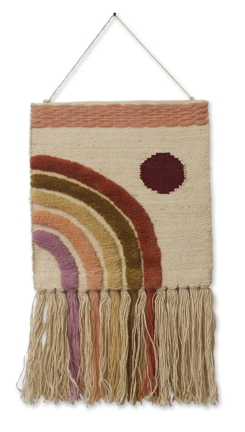 ArtistryBazaar Modern inspired  Rainbow  Hand Woven Wall Hanging Home Décor/  Decorative Wall Hanging Décor with Colorful large Tassels