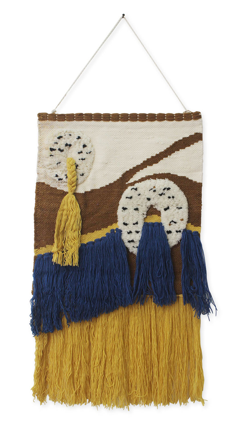 ArtistryBazaar Modern Multicolored Abstract Design Hand Woven Wall Hanging Home Décor with Large Fringe