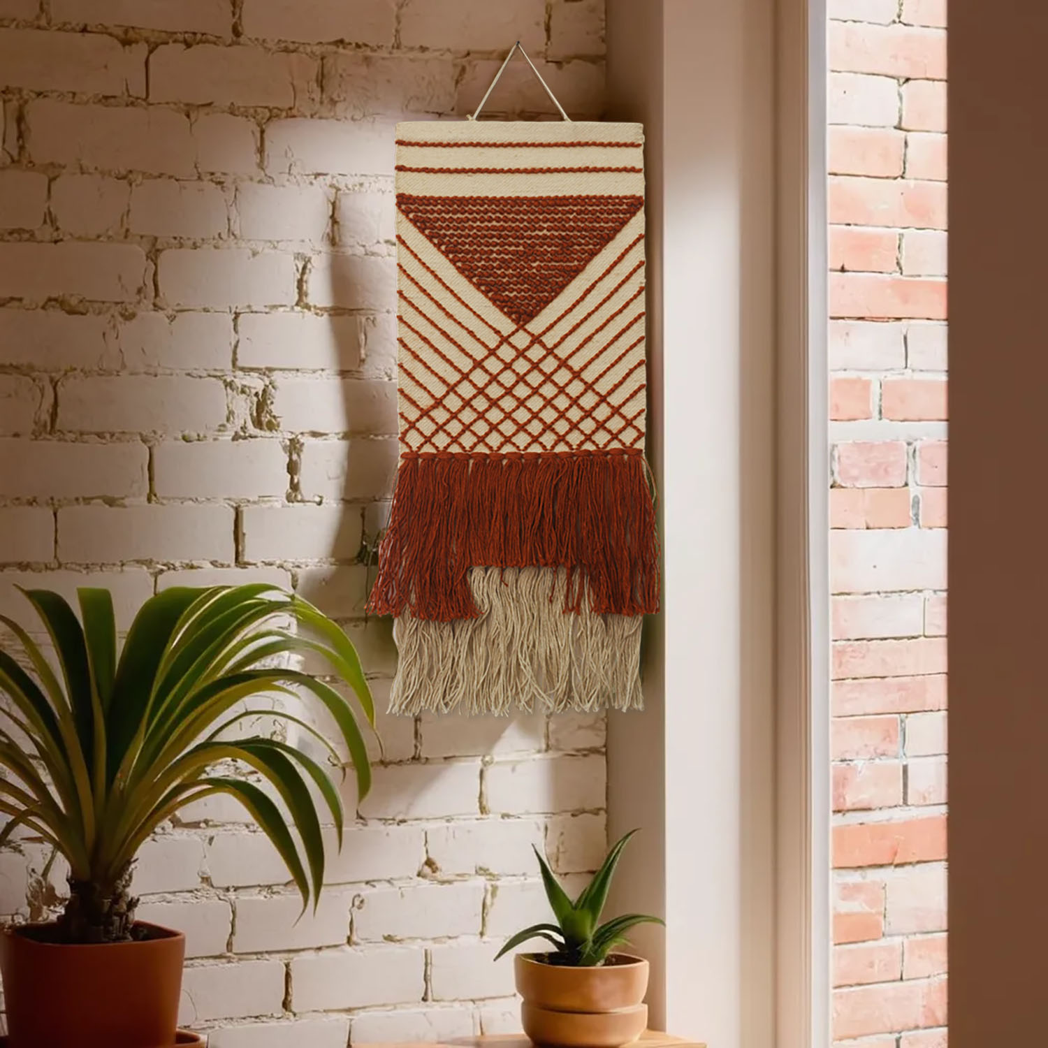 ArtistryBazaar Hand Woven Boho-chic Inspired Modern Jute Wall Hanging Art , Fresh Dreamy Vibes