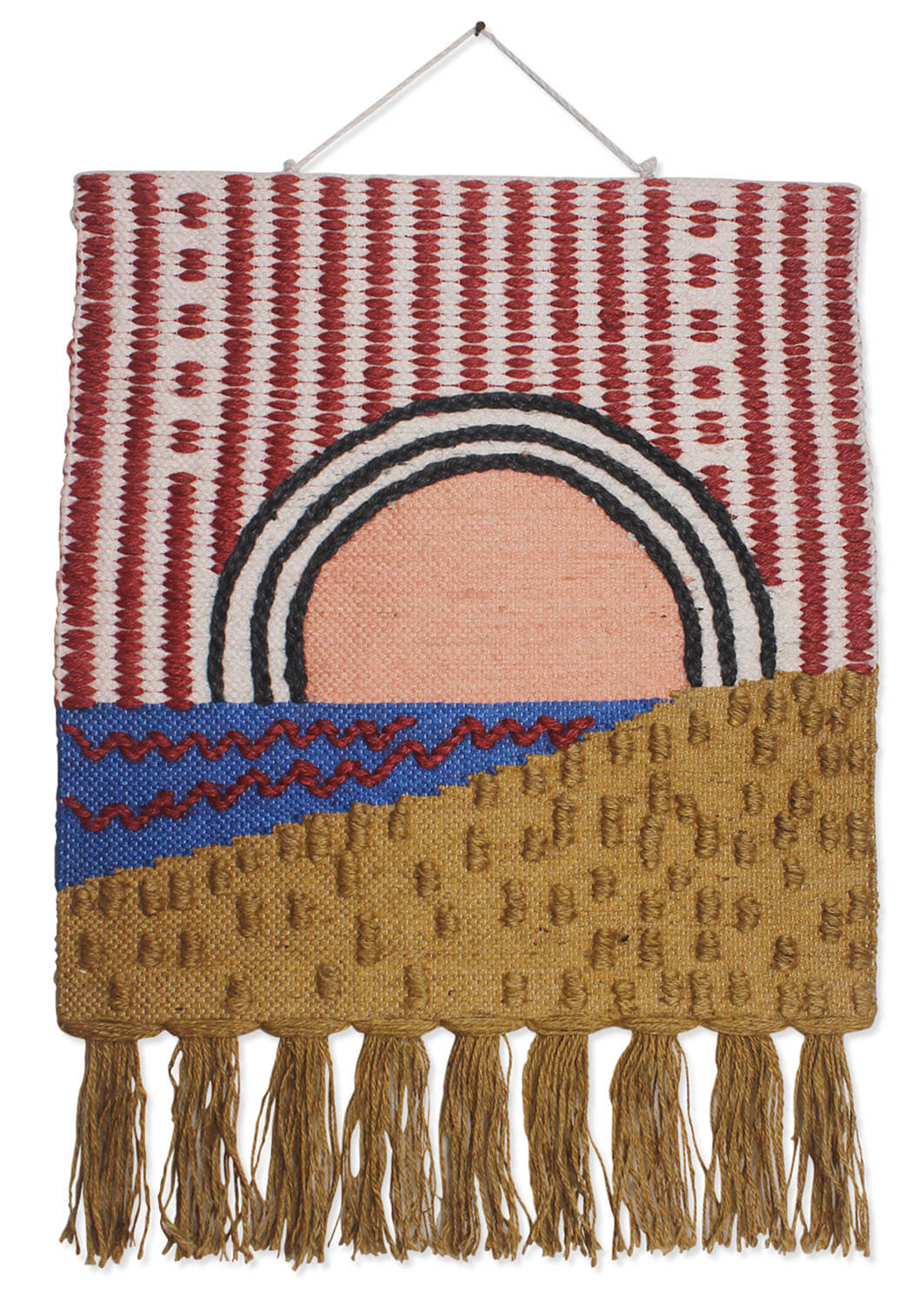 ArtistryBazaar Hand Woven Decorative Modern Jute Multicolor Wall Hanging for Home Décor with Tassels