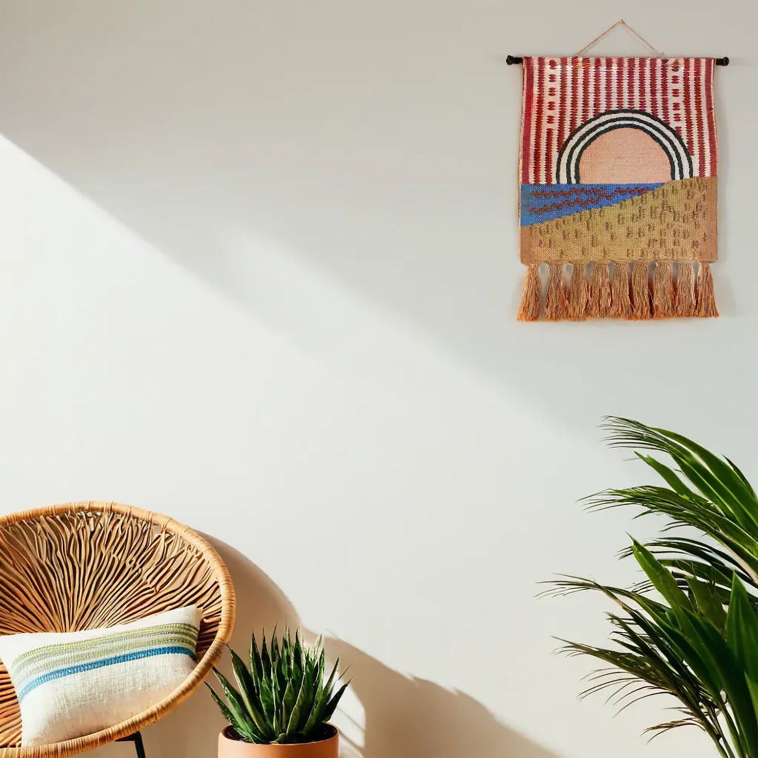 ArtistryBazaar Hand Woven Decorative Modern Jute Multicolor Wall Hanging for Home Décor with Tassels