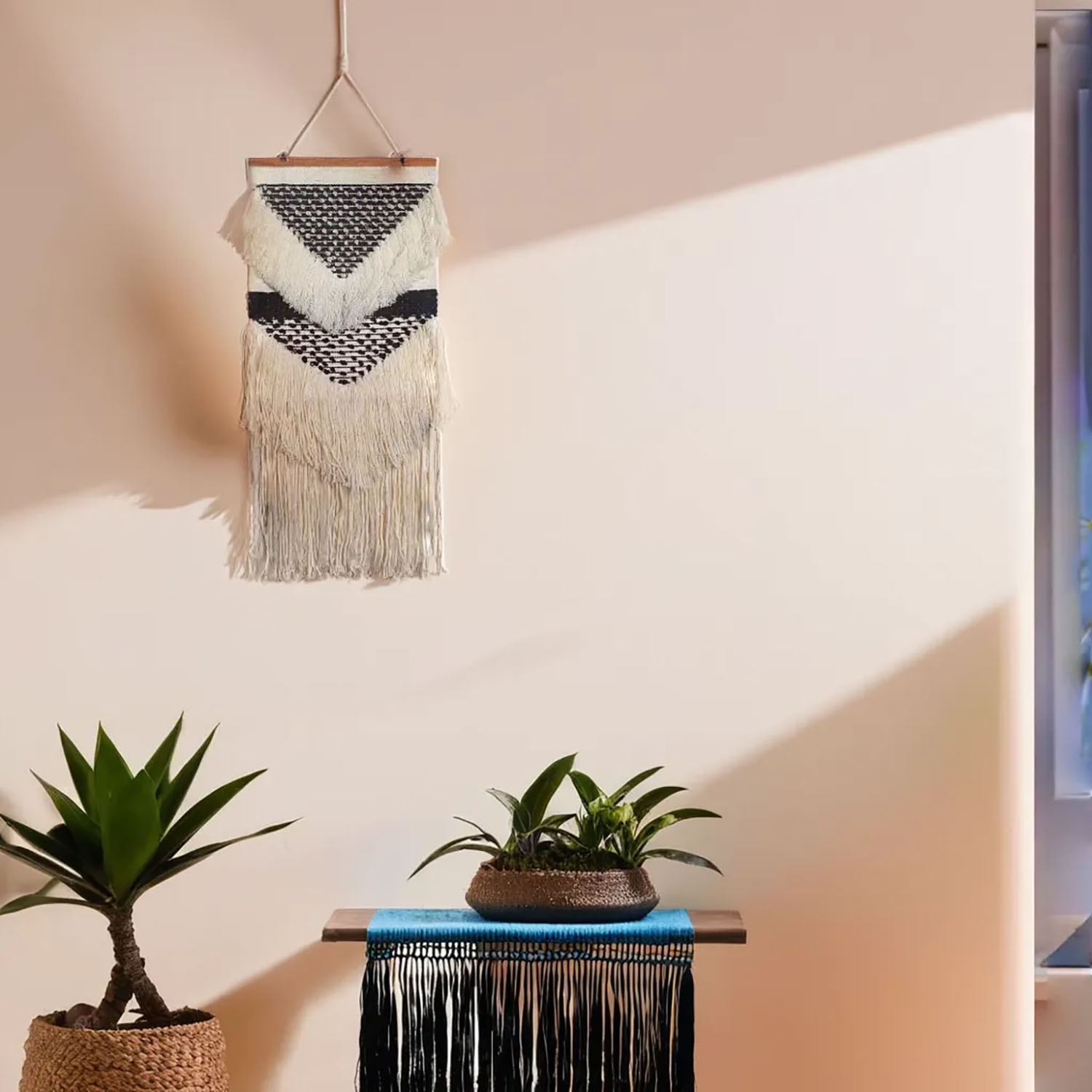 ArtistryBazaar Bohemian Style Hand Woven Wall Hanging In Black and White Color for Home Décor