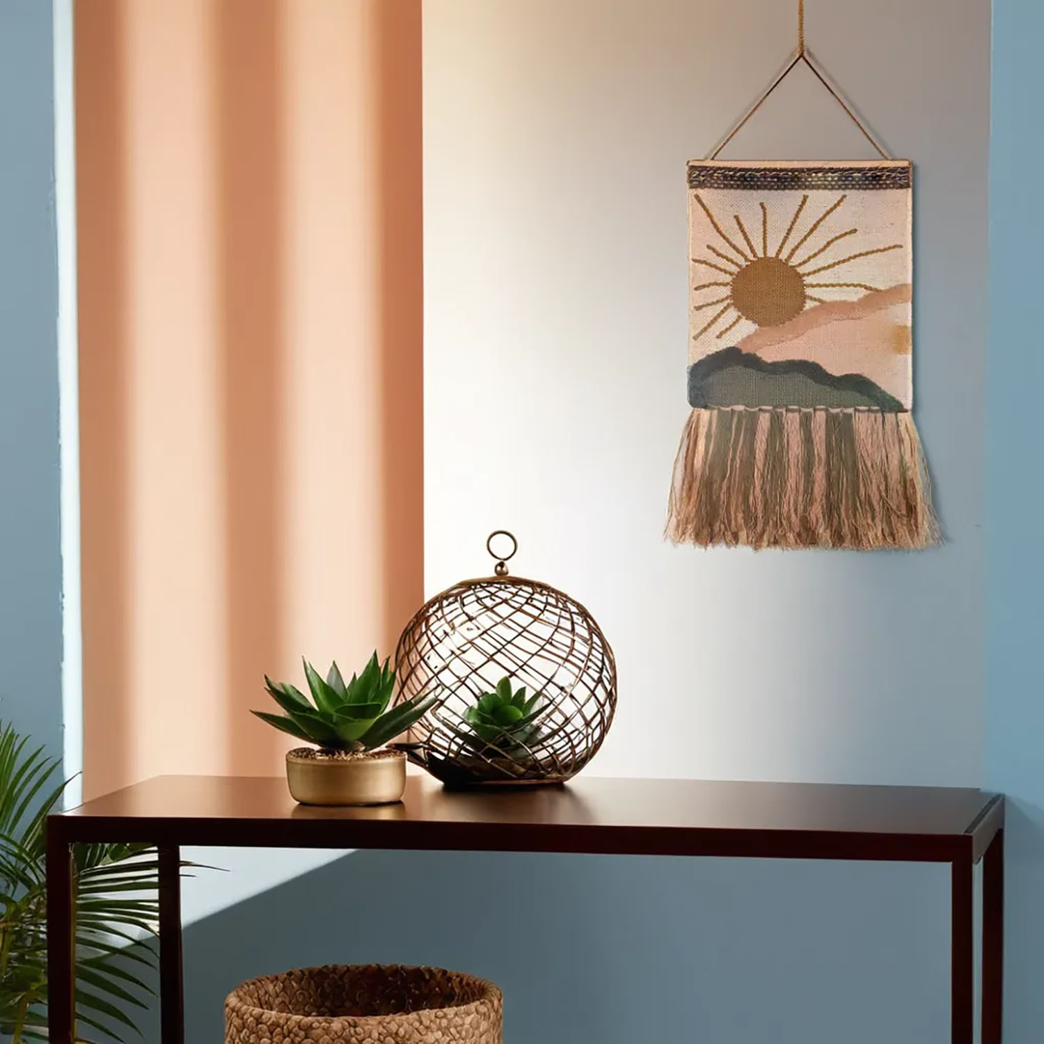 ArtistryBazaar Hand woven Bohemian Sunset Landscape Wall Art  /  Multicolor Aesthetic Decorative wall hanging for home décor