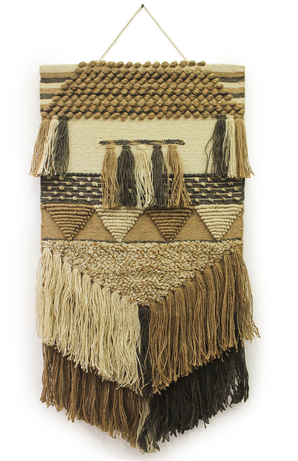ArtistryBazaar Handcrafted Boho Geometric Wall Hanging with Large Tassels for Decorative Home Décor