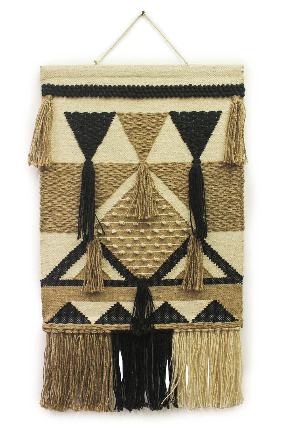 ArtistryBazaar Boho Geometric Hand Woven Wall Hanging Home Décor/  Decorative Wall Hanging Décor with large Tassels