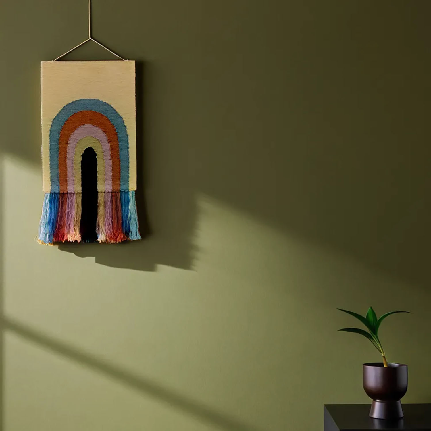 ArtistryBazaar Modern inspired  Rainbow  Hand Woven Wall Hanging Home Décor/  Decorative Wall Hanging Décor with Colorful large Tassels