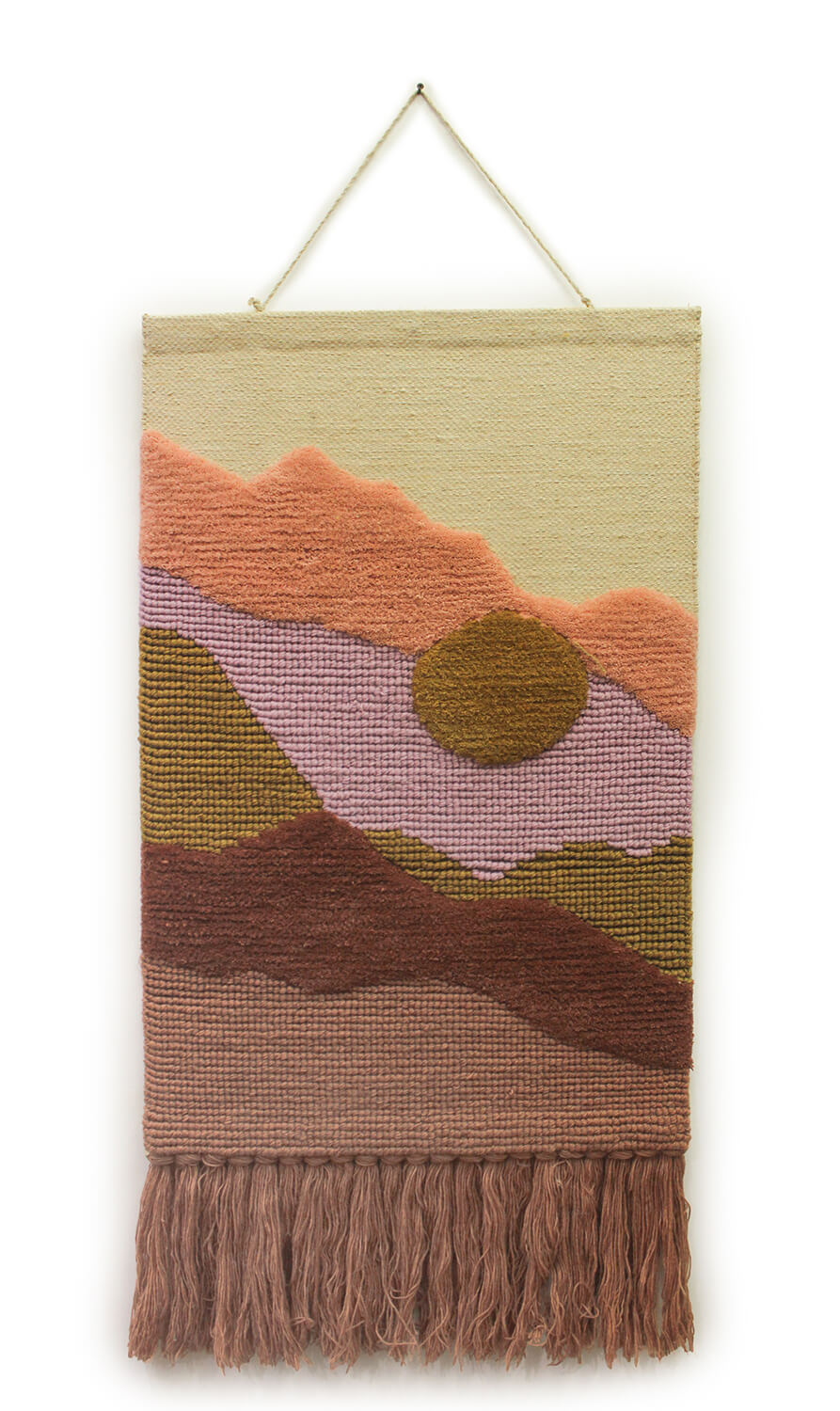 ArtistryBazaar Hand woven Bohemian Sunset Landscape Wall Art  /    Multicolor Aesthetic Decorative wall hanging for home décor