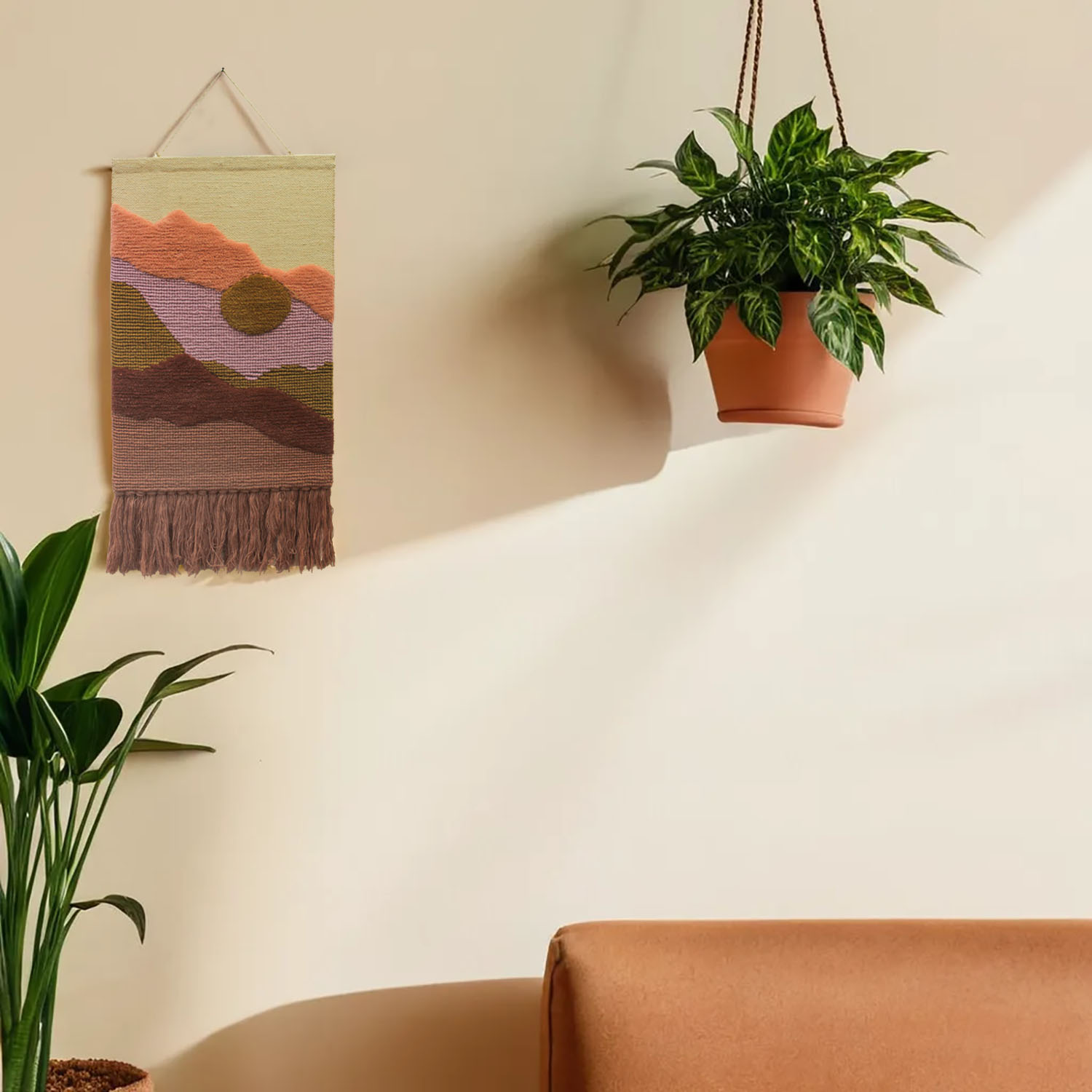 ArtistryBazaar Hand woven Bohemian Sunset Landscape Wall Art  /    Multicolor Aesthetic Decorative wall hanging for home décor