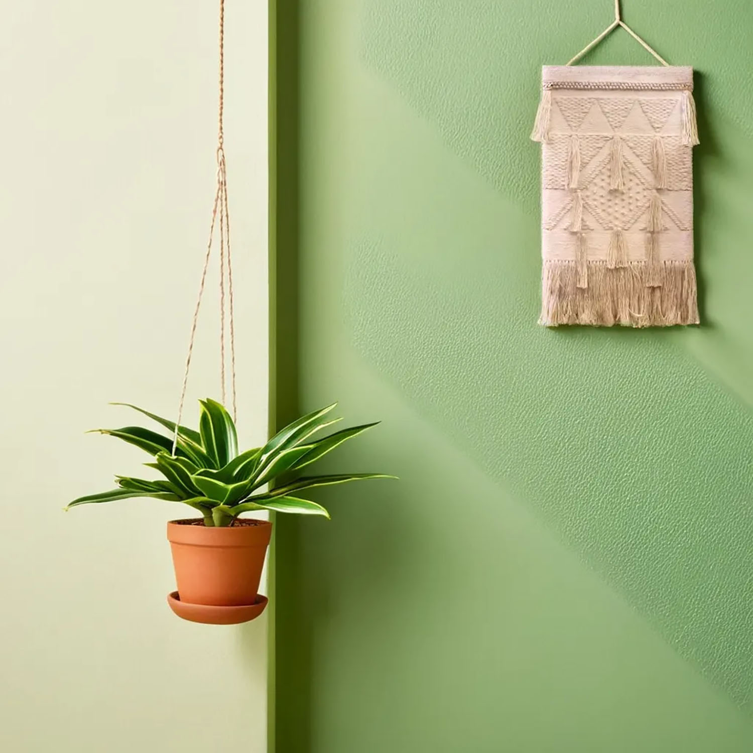 ArtistryBazaar Handwoven Cream Jute Wall Hanging with Textured Design and Tassels for Elegant Home Décor