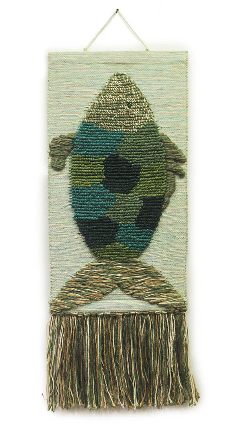 ArtistryBazaar Green Textured  Handwoven Fish Wall Hanging decor with Tassels