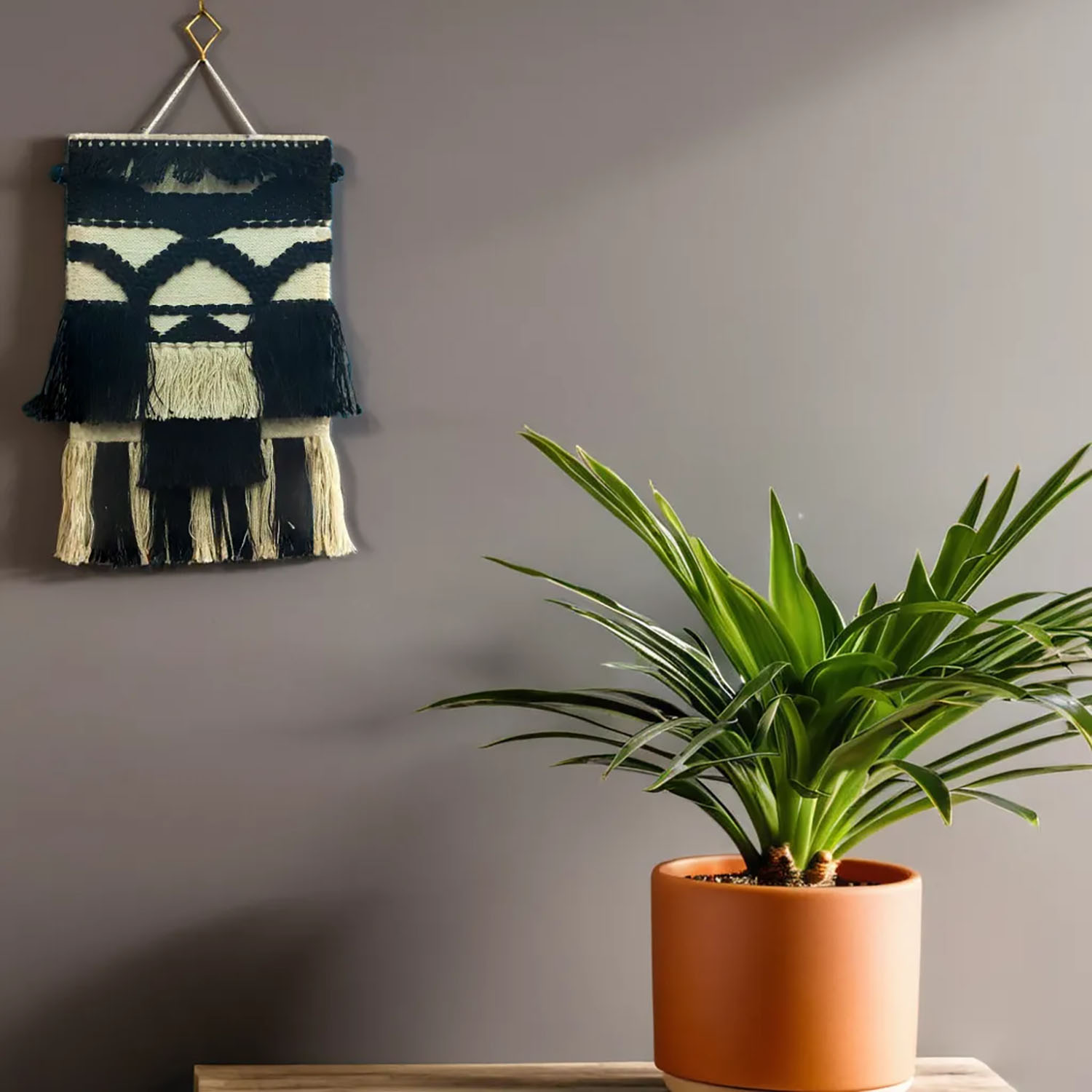 ArtistryBazaar Monochrome Handoven Wall Hanging with Fringe, Wall Decoration ,black & white homedecor
