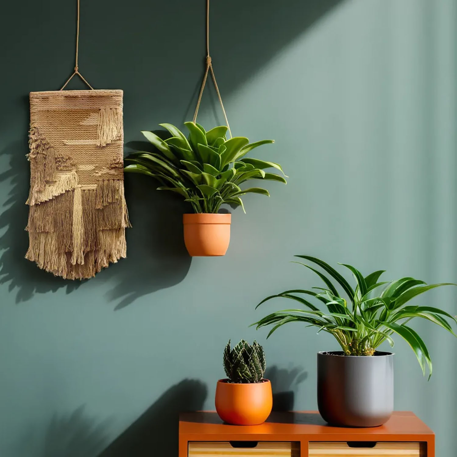 ArtistryBazaar Hand Woven Cream and Brown Tapestry, Modern Art Wall Hanging with Large Tassels