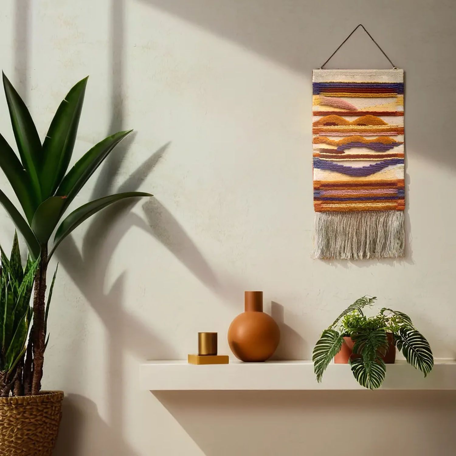 ArtistryBazaar Hand Woven Multicolor Decorative Woolen and Jute Modern Wall Hanging for Home and Office Décor 