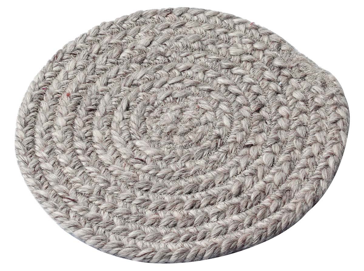 Buy in Bulk Wholesale Trivet/Placemat of Gray Color in Circle Shaped - Braided Woollen Material - Dining Table Accessories