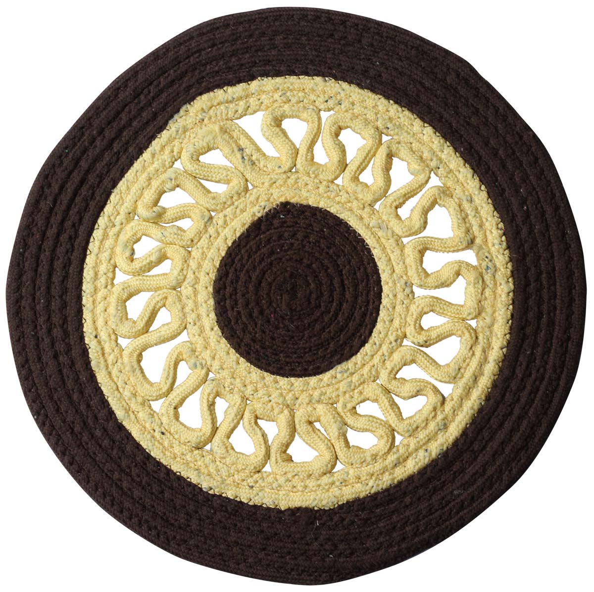 Buy in Bulk Wholesale Circle Shaped Trivet/Placemat in Beige & Brown Color - Braided Polypropylene - Dining Table Accessories