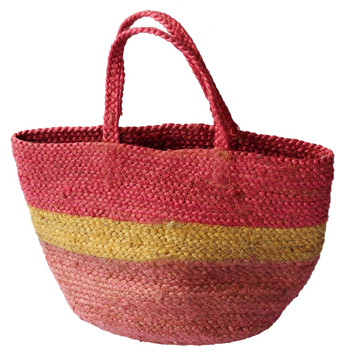 Multicolored Basket Bag with Twin Handles at the Top - Handmade in Jute - Stylish Handbags & Purses - Buy in Bulk Wholesale
