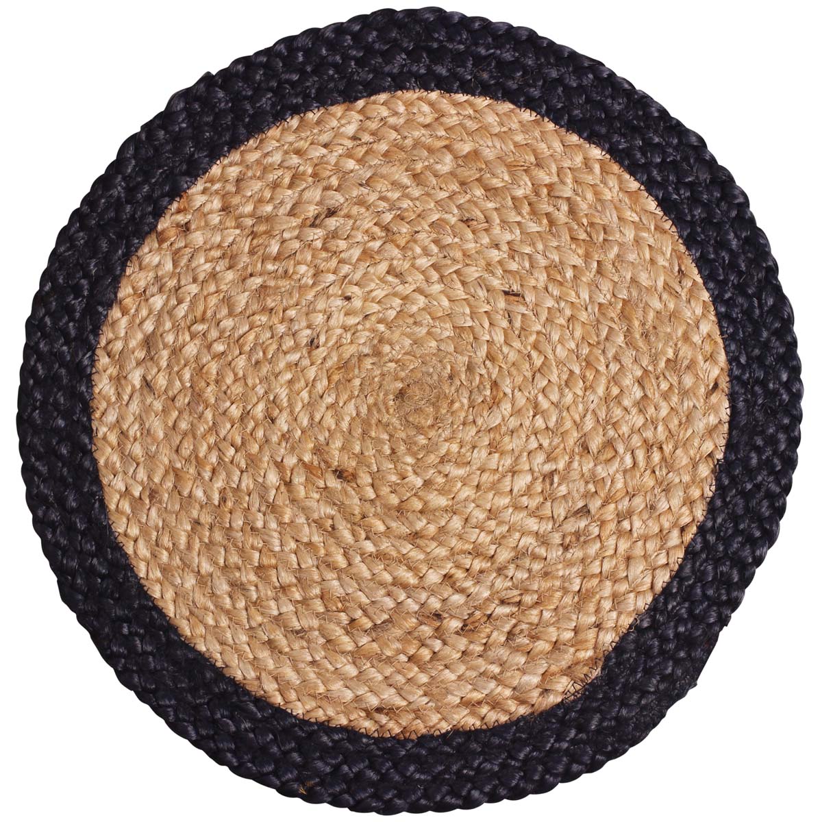17” Round Pure Jute Mat / Rug in Bulk at Wholesale – Navy-Blue Beige – Hand-Braided - Home Décor & Furnishings