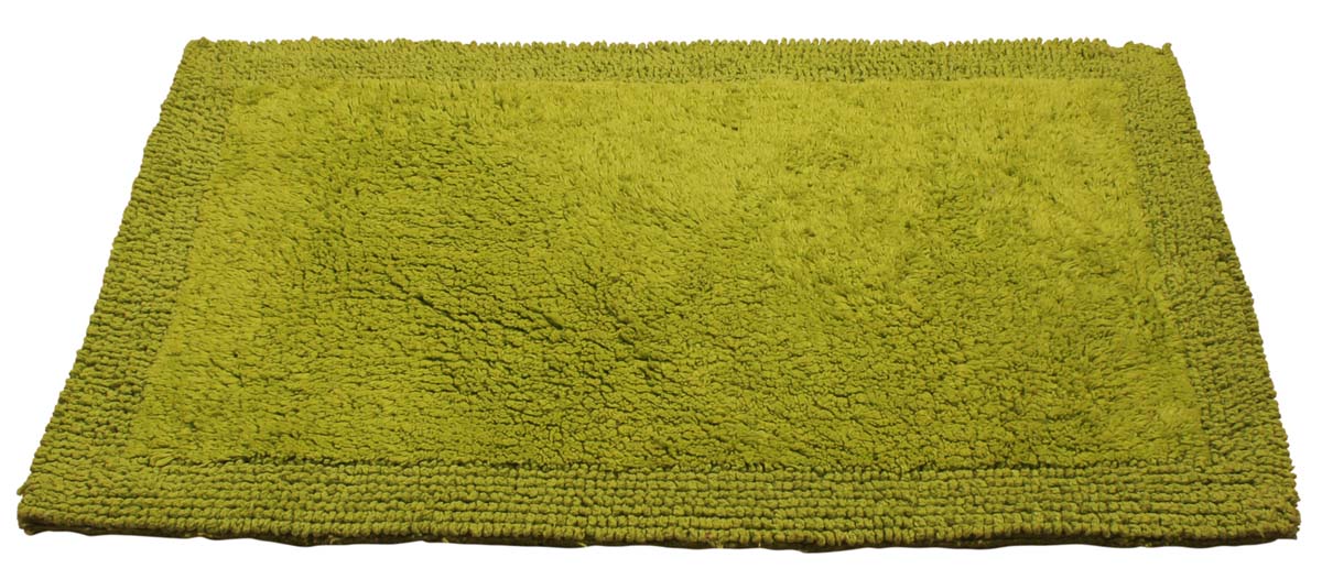 25” Pure-Cotton Non-Slip Bath Mat / Rug in Bulk at Wholesale – Green Bordered – Handmade Home Furnishings