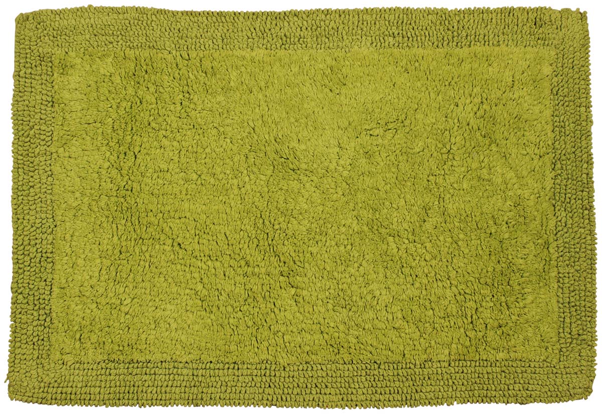 25” Pure-Cotton Non-Slip Bath Mat / Rug in Bulk at Wholesale – Green Bordered – Handmade Home Furnishings