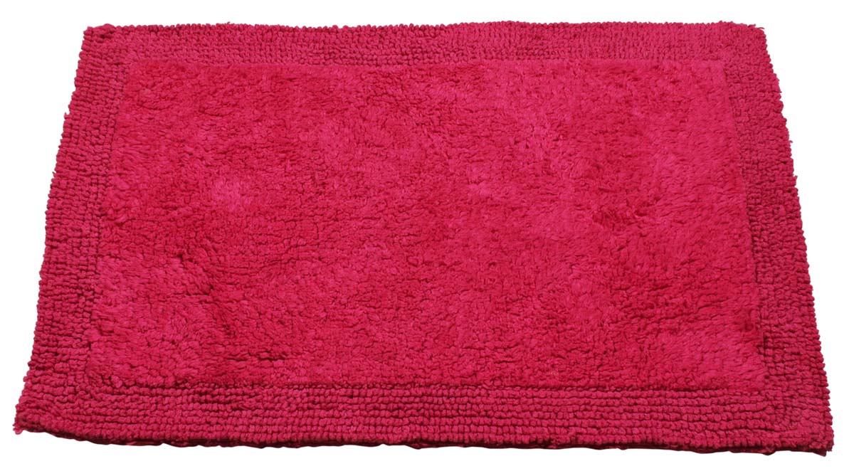 25” Pure-Cotton Non-Slip Bath Mat / Rug in Bulk at Wholesale – Dark-Pink Bordered – Handmade Home Furnishings