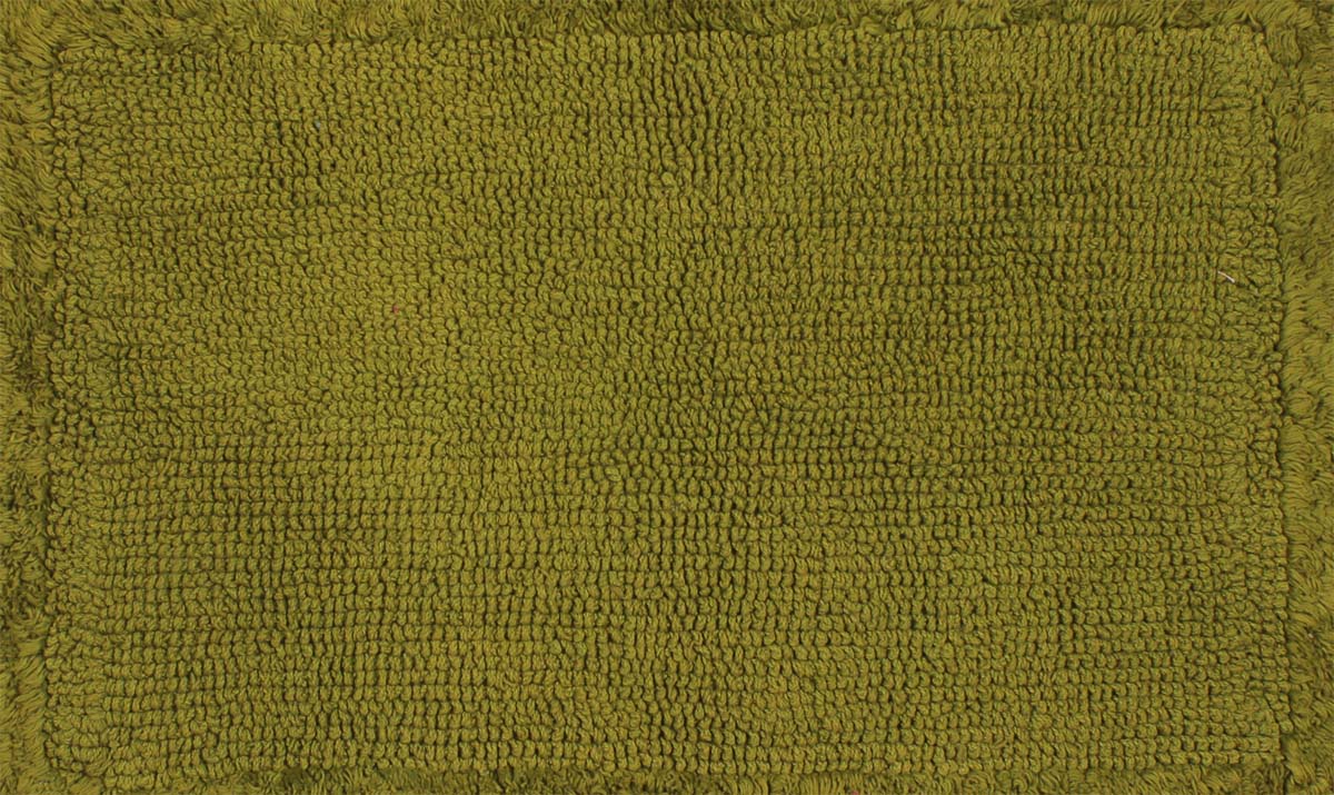 25” Pure-Cotton Non-Slip Bath Mat / Rug in Bulk at Wholesale – Dark-Green Bordered – Handmade Home Furnishings