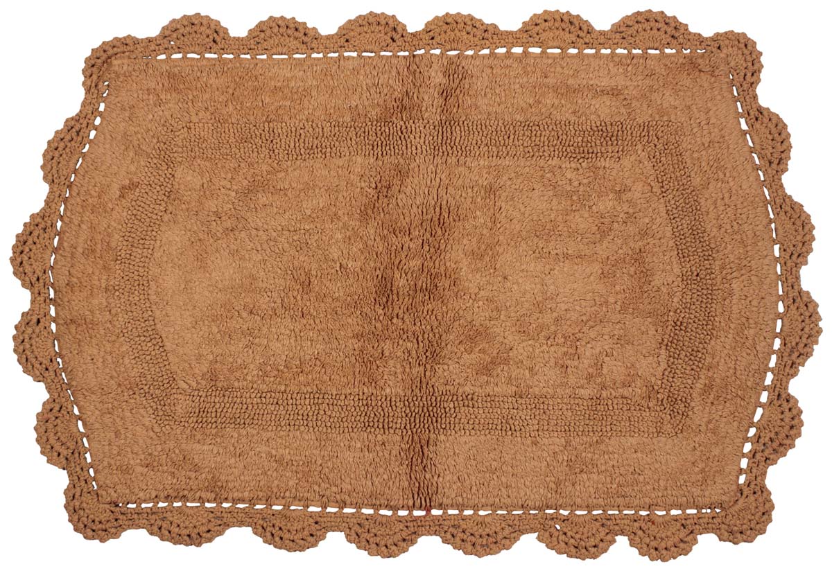 36” Pure-Cotton Non-Slip Bath Mat with Croatia Borders - Rugs in Bulk at Wholesale – Light-Brown Reversible - Home Furnishings