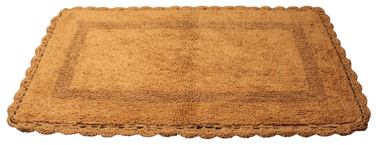 35” Pure-Cotton Non-Slip Bath Mat with Croatia Borders - Rugs in Bulk at Wholesale – Brown Reversible - Home Furnishings