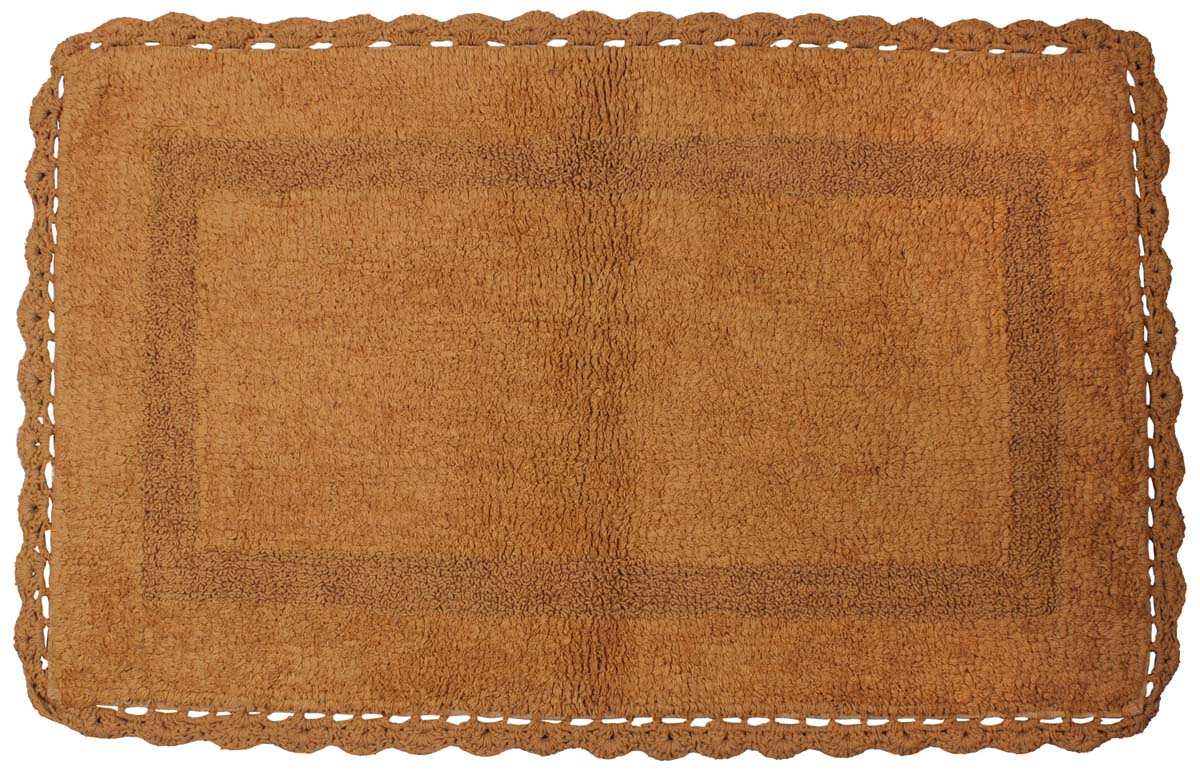 35” Pure-Cotton Non-Slip Bath Mat with Croatia Borders - Rugs in Bulk at Wholesale – Brown Reversible - Home Furnishings