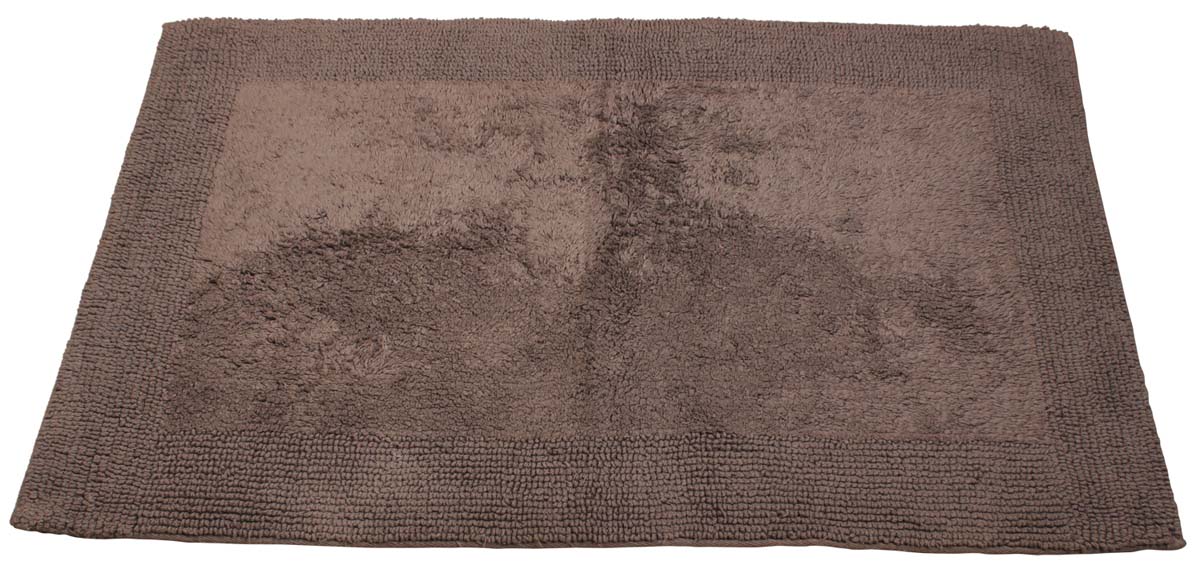 37” Pure-Cotton Non-Slip Bath Mat / Rug in Bulk at Wholesale – Dark-Gray Bordered – Reversible - Handmade Home Furnishings