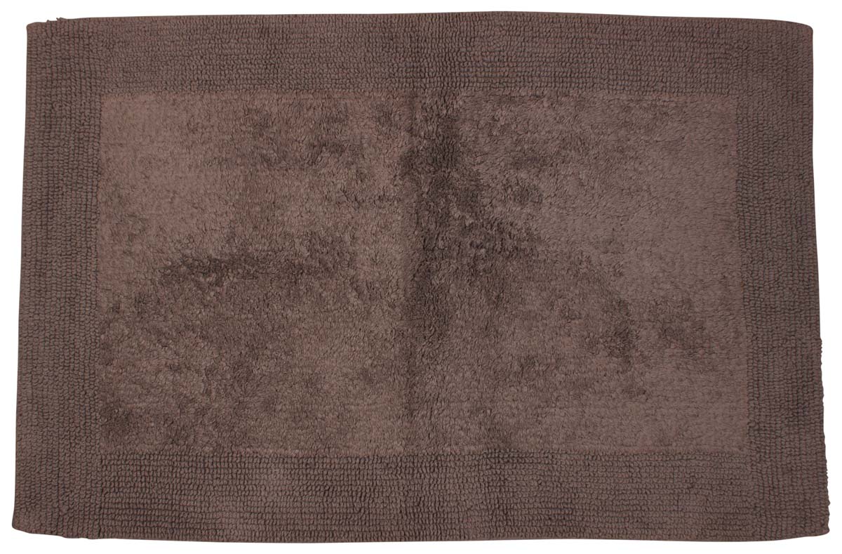 37” Pure-Cotton Non-Slip Bath Mat / Rug in Bulk at Wholesale – Dark-Gray Bordered – Reversible - Handmade Home Furnishings