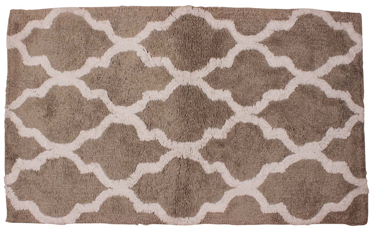 36” Tufted Cotton Non-Slip Bath Mat - Rugs in Bulk at Wholesale – Gray White Moroccan Pattern - Home Furnishings