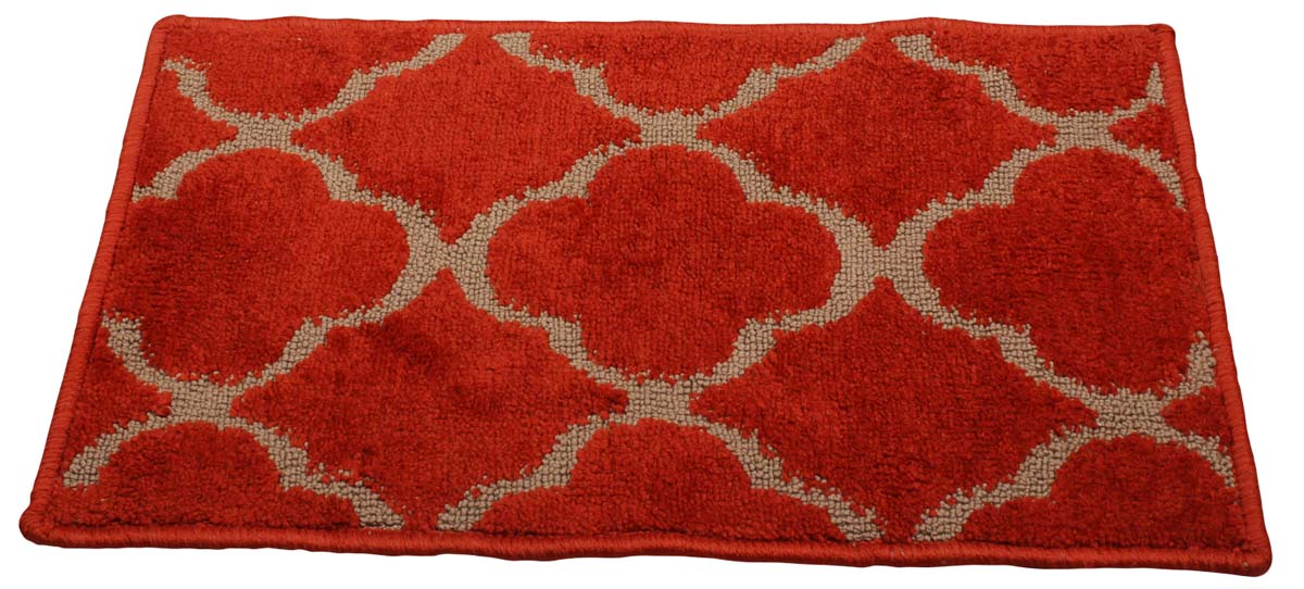 23” Tufted Polyster Door-Mat / Rug in Bulk at Wholesale – Red Moroccan Pattern – Elegant Home Décor & Furnishings
