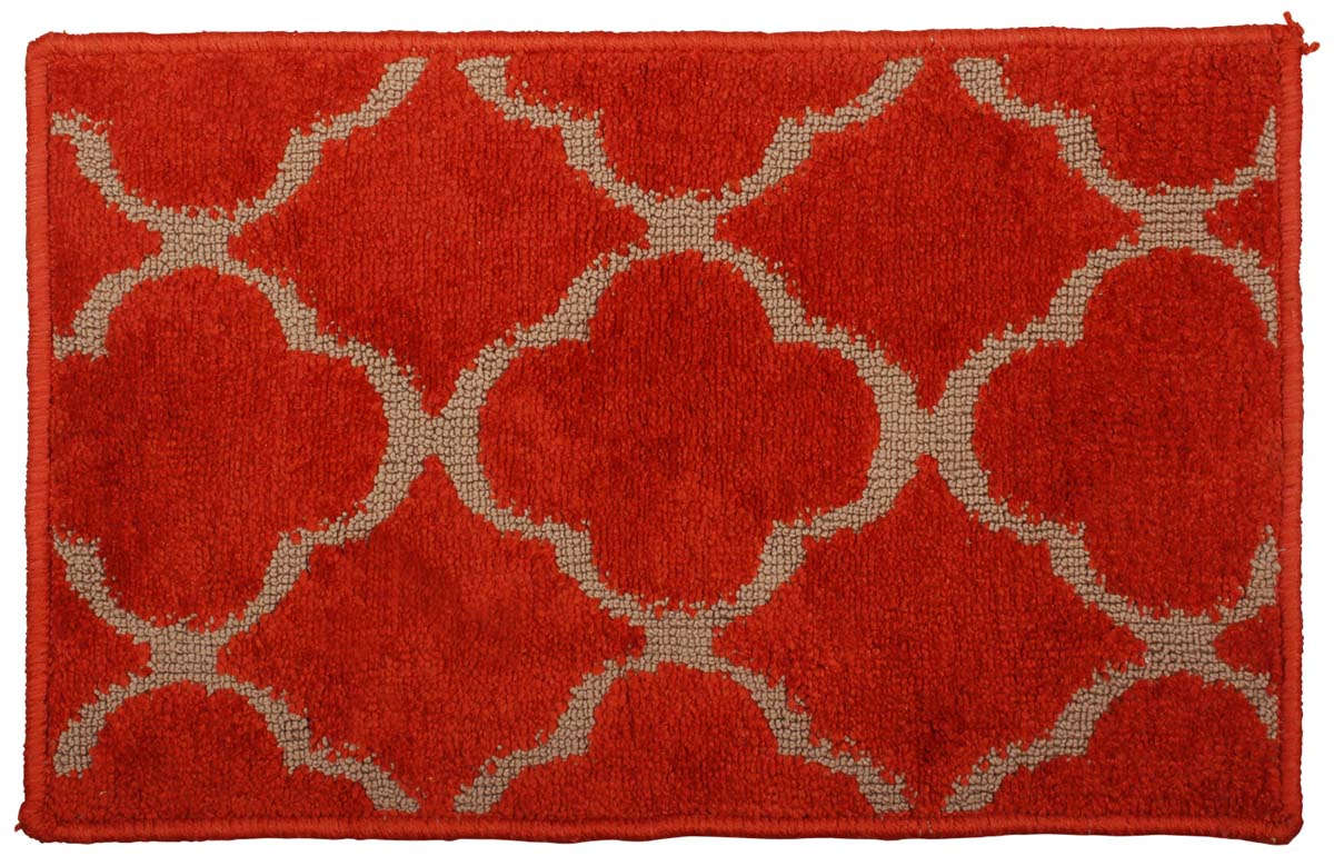 23” Tufted Polyster Door-Mat / Rug in Bulk at Wholesale – Red Moroccan Pattern – Elegant Home Décor & Furnishings