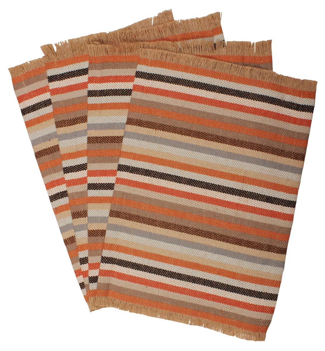 19” Multicolored Place-Mats in Jute & Wool – Set of 4 in Bulk at Wholesale – Hand-Braided – Elegant Home Décor & Furnishings