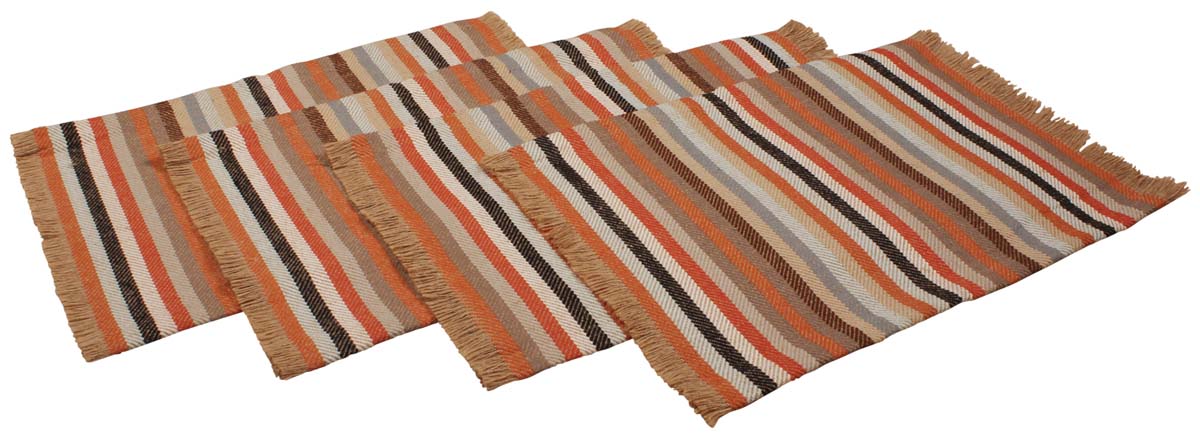 19” Multicolored Place-Mats in Jute & Wool – Set of 4 in Bulk at Wholesale – Hand-Braided – Elegant Home Décor & Furnishings