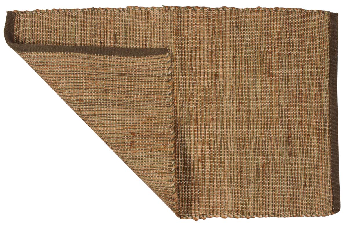 34” Handmade Bath Mat in Jute & Cotton – Green Brown in Bulk at Wholesale – Artistic Bathroom & Home Furnishings