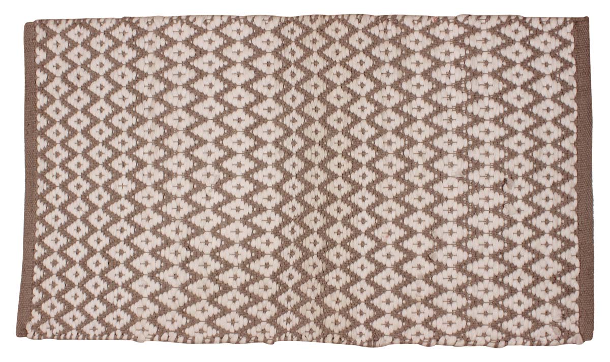 34” Handmade Cotton Paper-Chindi Rug in Bulk at Wholesale – Gray White Mats with Diamond Pattern – Artistic Bathroom & Home Furnishings